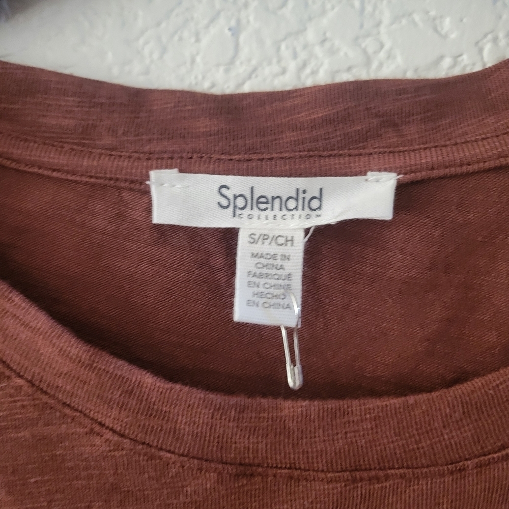 Splendid Crew Neck T-shirt Brown NEW - Picture 2 of 6